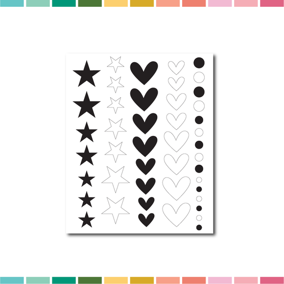 Stickers | Black, White Star/Heart/Dots