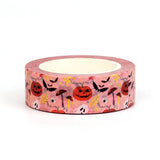 Washi | Gold Foil Spooky Icons on Pink