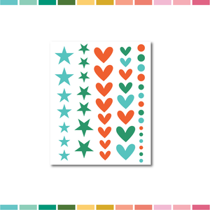 Stickers | Blue, Green Red Star/Heart/Dots