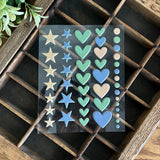 Stickers | Tan, Blue, Green Star/Heart/Dots