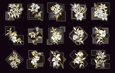 Ephemera 531 | Gold Foil Black Floral Transparency