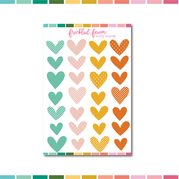 Stickers | Back to School Puffy Hearts