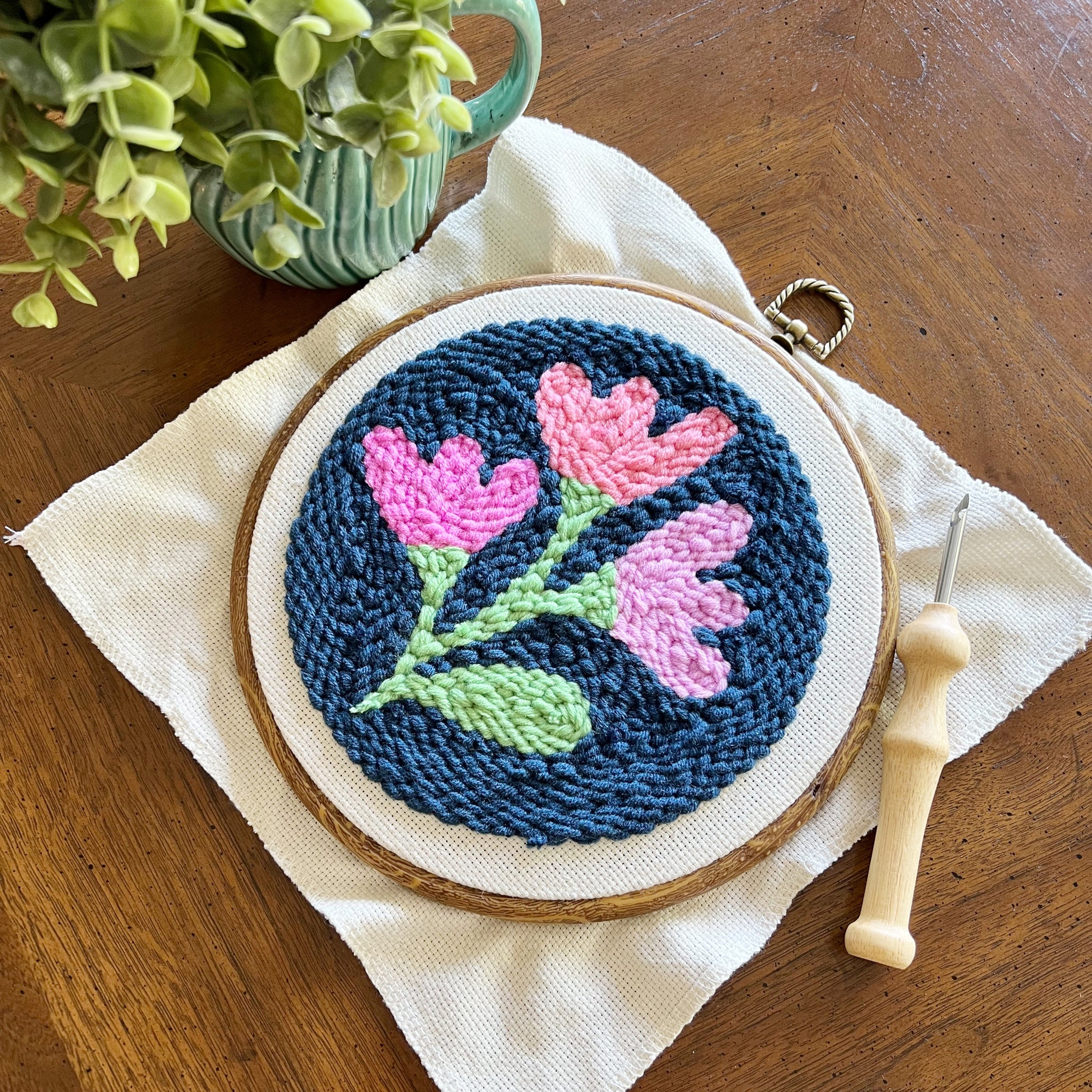 Punch Needle Embroidery kit DIY Flowers Cross Stitch Hoop Craft Kits