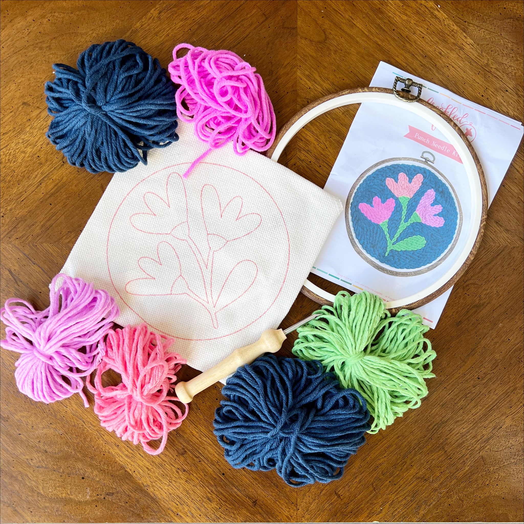CHENISTORY DIY Punch Needle Embroidery Kit Flowers Rainbow Unique