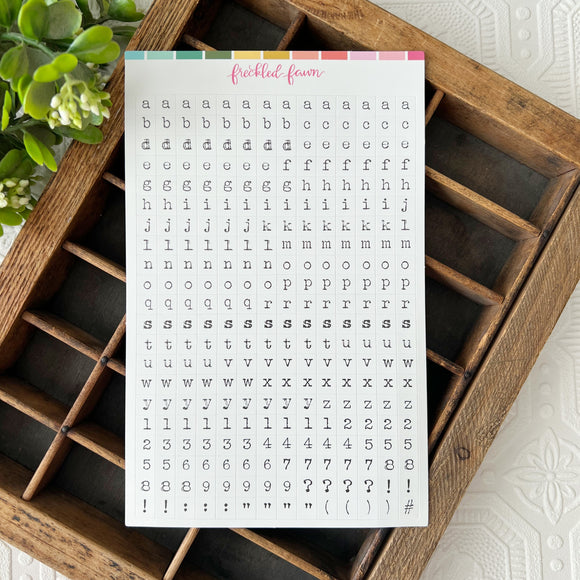 Cardstock Alpha Stickers | White Typewriter