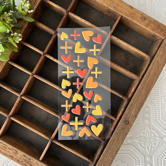 Stickers | Puffy Hearts and Plus (yellow/orange)