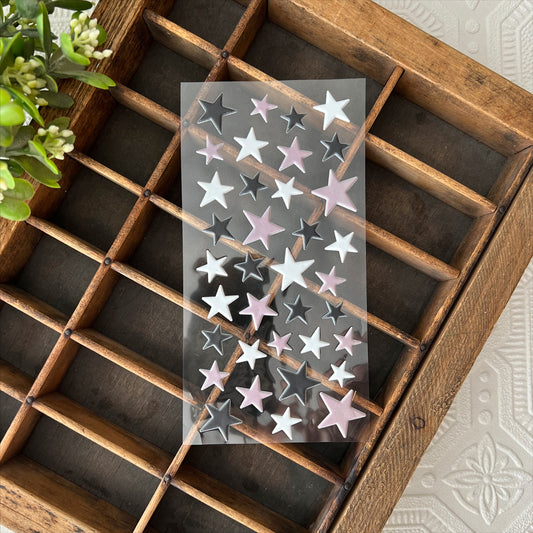 Stickers | Puffy Stars (black/white/grey)