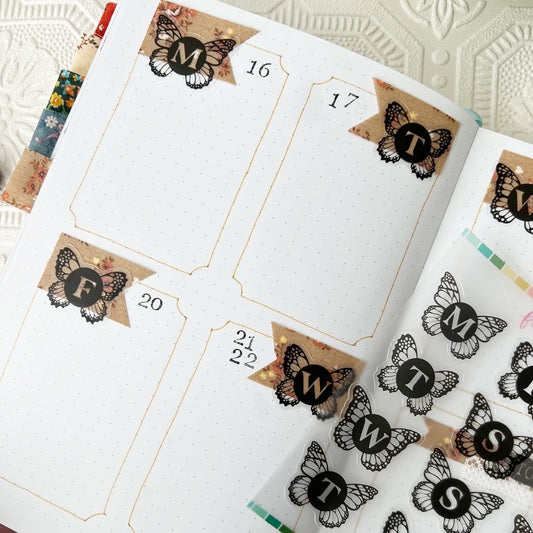 Butterfly Days of Week and To-Do Clear Stickers