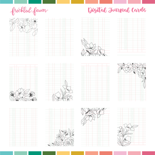 Printable | 3x4 Journal Cards (Floral Ledger)