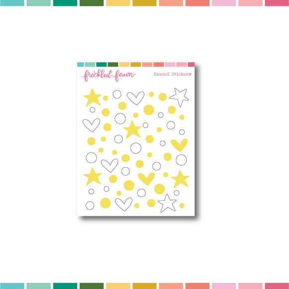 Stickers | Glitter White + Yellow Enamel