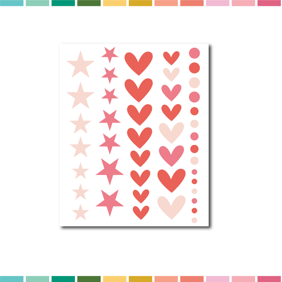 Stickers | Pinky Love Puffy Hearts/Stars/Dots